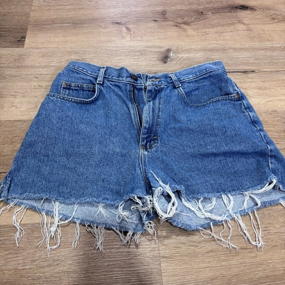 Lee Pants - Vintage Lee High Waisted Denim Cutoff Shorts Medium Wash Frayed Hem 13 USA